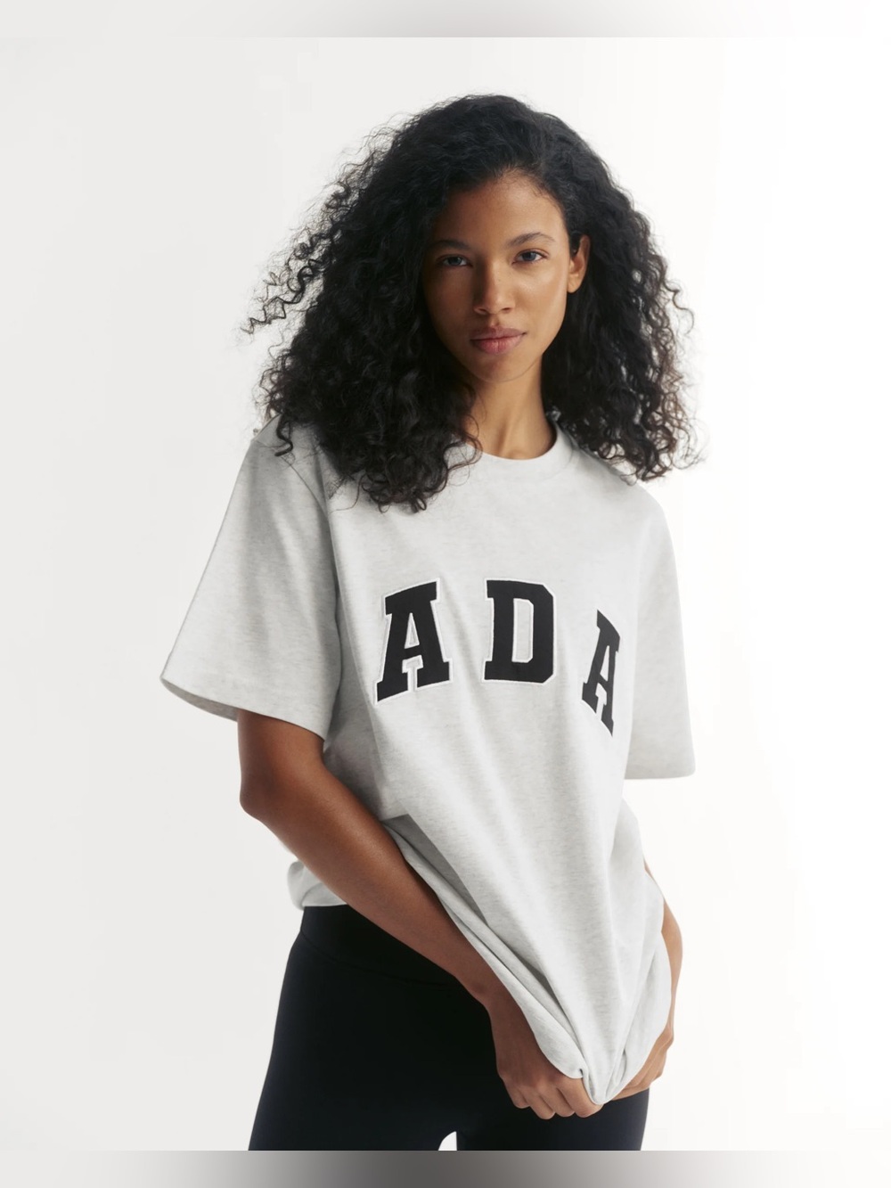 Adanola White Crewneck Tee with Black ADA Patch Lettering NWOT